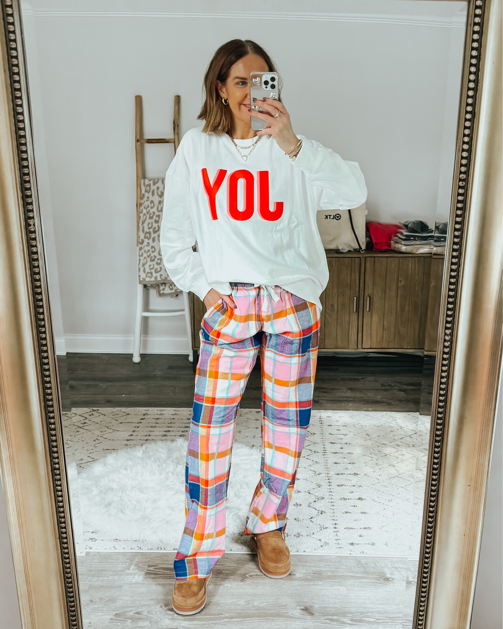 Holiday sweatshirt medium
Matching family pajama pants medium long

#LTKSeasonal #LTKHoliday #LTKSaleAlert