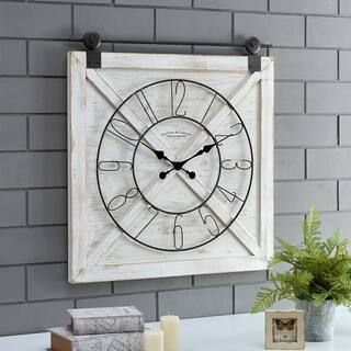 FirsTime & Co. 29 in. x 27 in. Farmstead Barn Door Clock-31080 - The Home Depot | The Home Depot