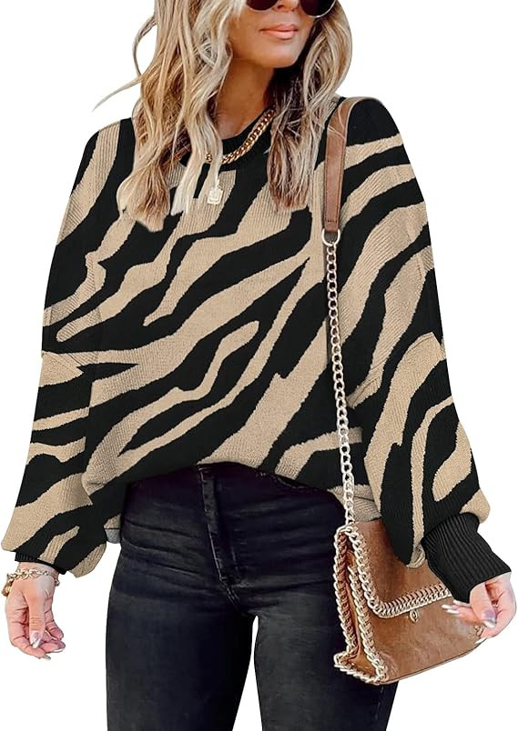 Womens Causal Crewneck Batwing Sleeve Knit Top Side Split Oversized Pullover Sweater Loose Jumper | Amazon (US)