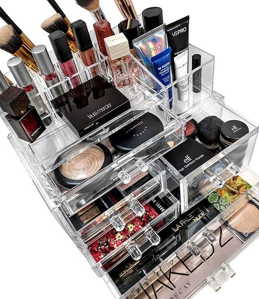 Sorbus Acrylic Cosmetics Makeup and Jewelry Storage Case Display Sets -Interlocking Drawers to Cr... | Amazon (US)