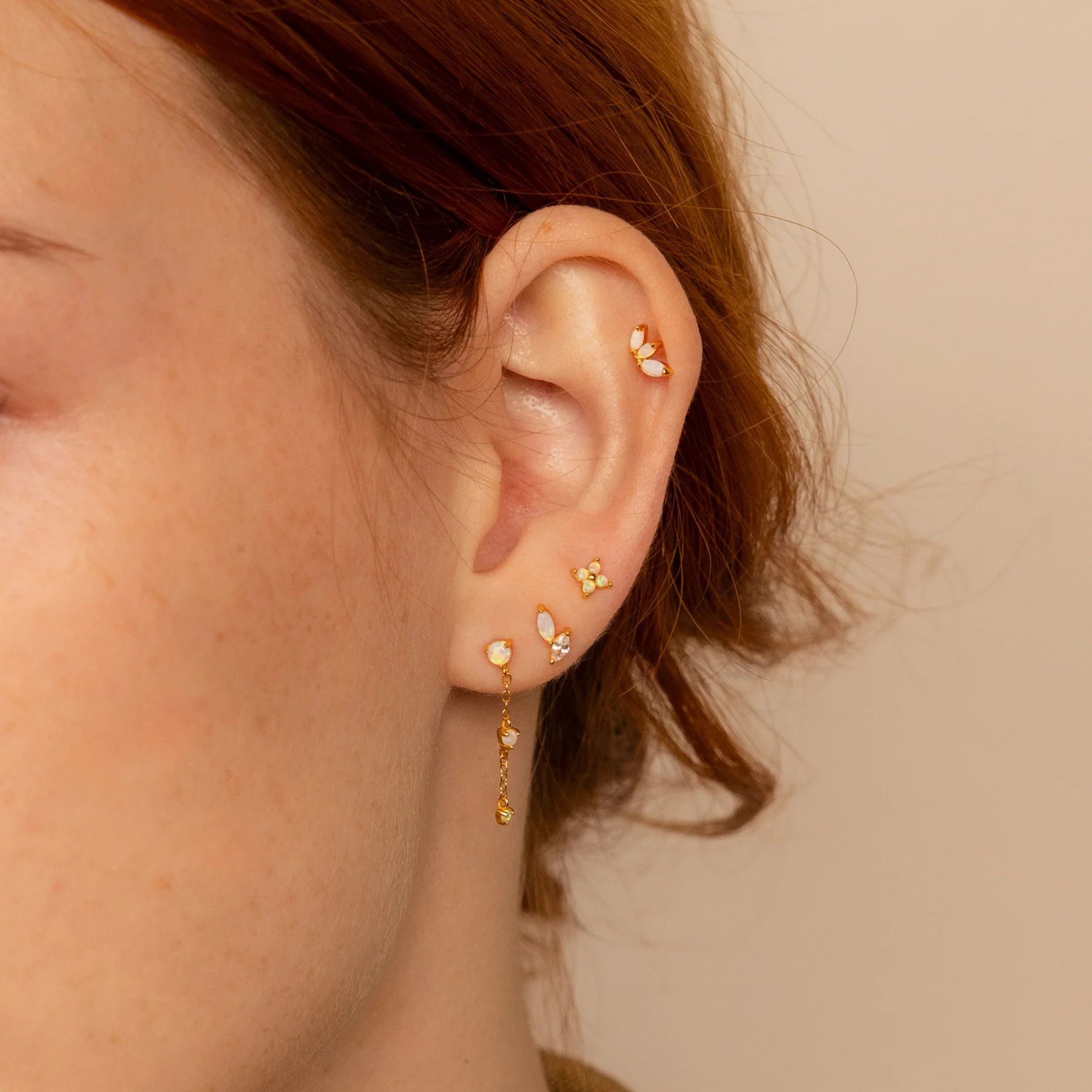 Dainty Opal Chain Drop Stud Earrings Set | Caitlyn Minimalist | Caitlyn Minimalist