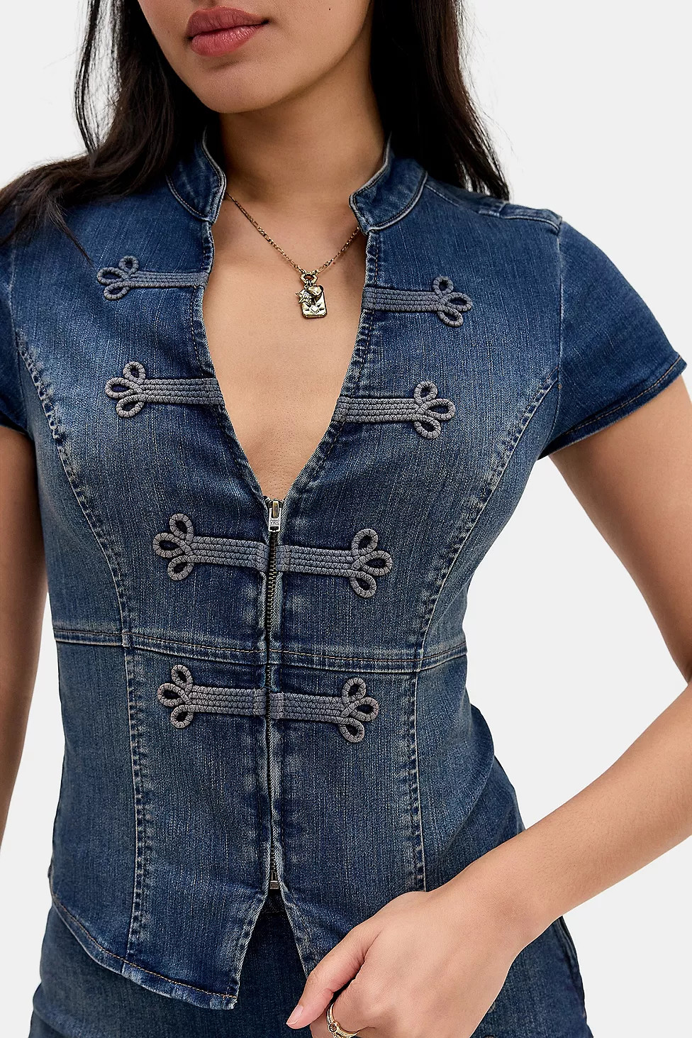 BDG Tori Frogging Denim Shirt | Urban Outfitters UK