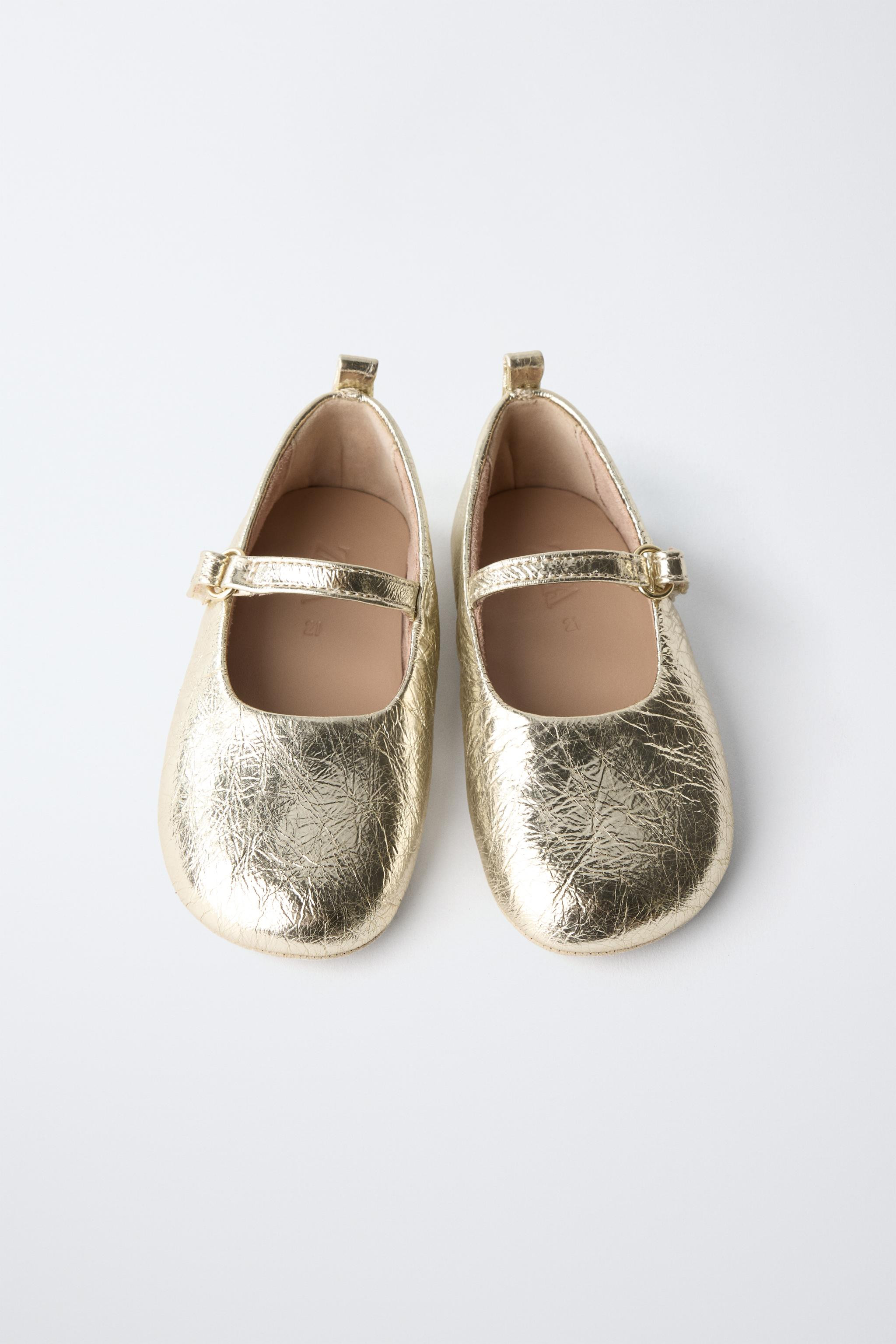 METALLIC LEATHER BALLERINAS | Zara UK