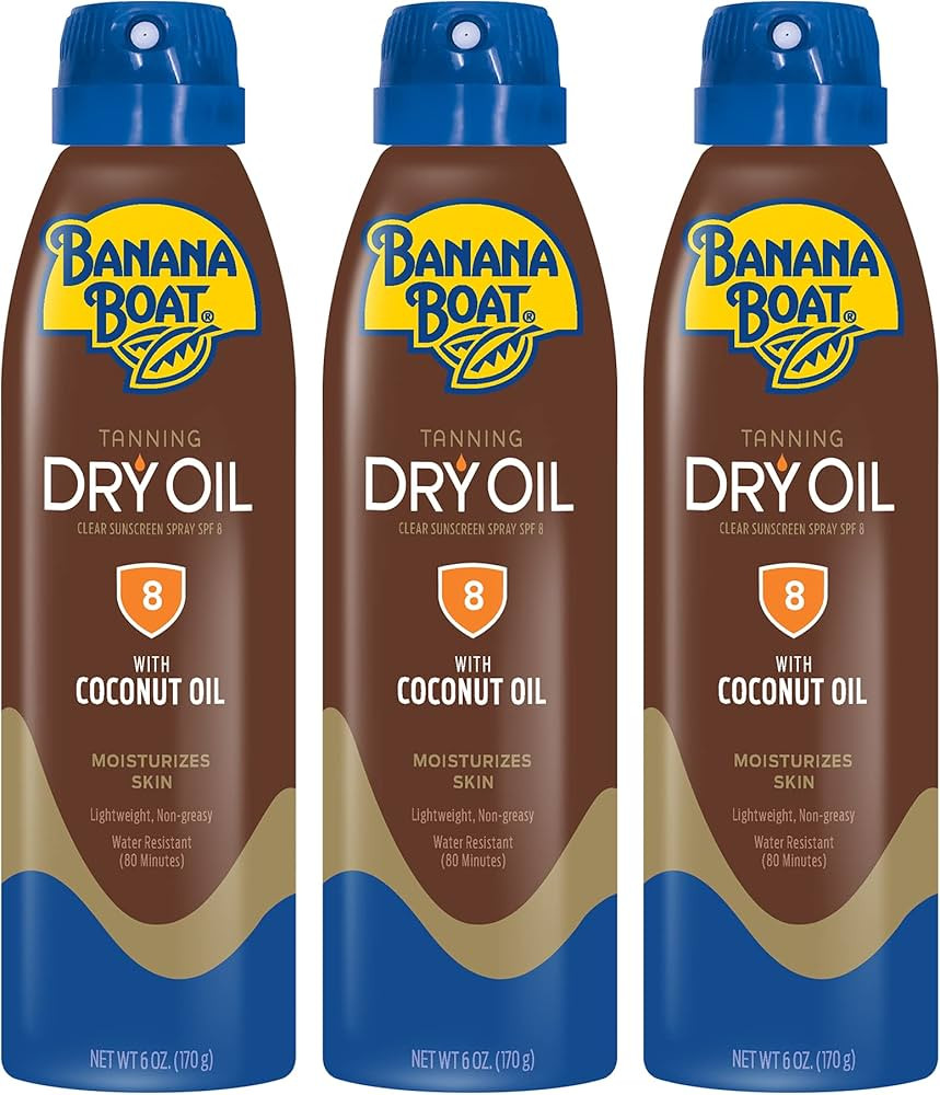 Banana Boat Tanning Dry Oil Clear Spray Sunscreen SPF 8, 6oz | Tanning Sunscreen Spray, Banana Bo... | Amazon (US)