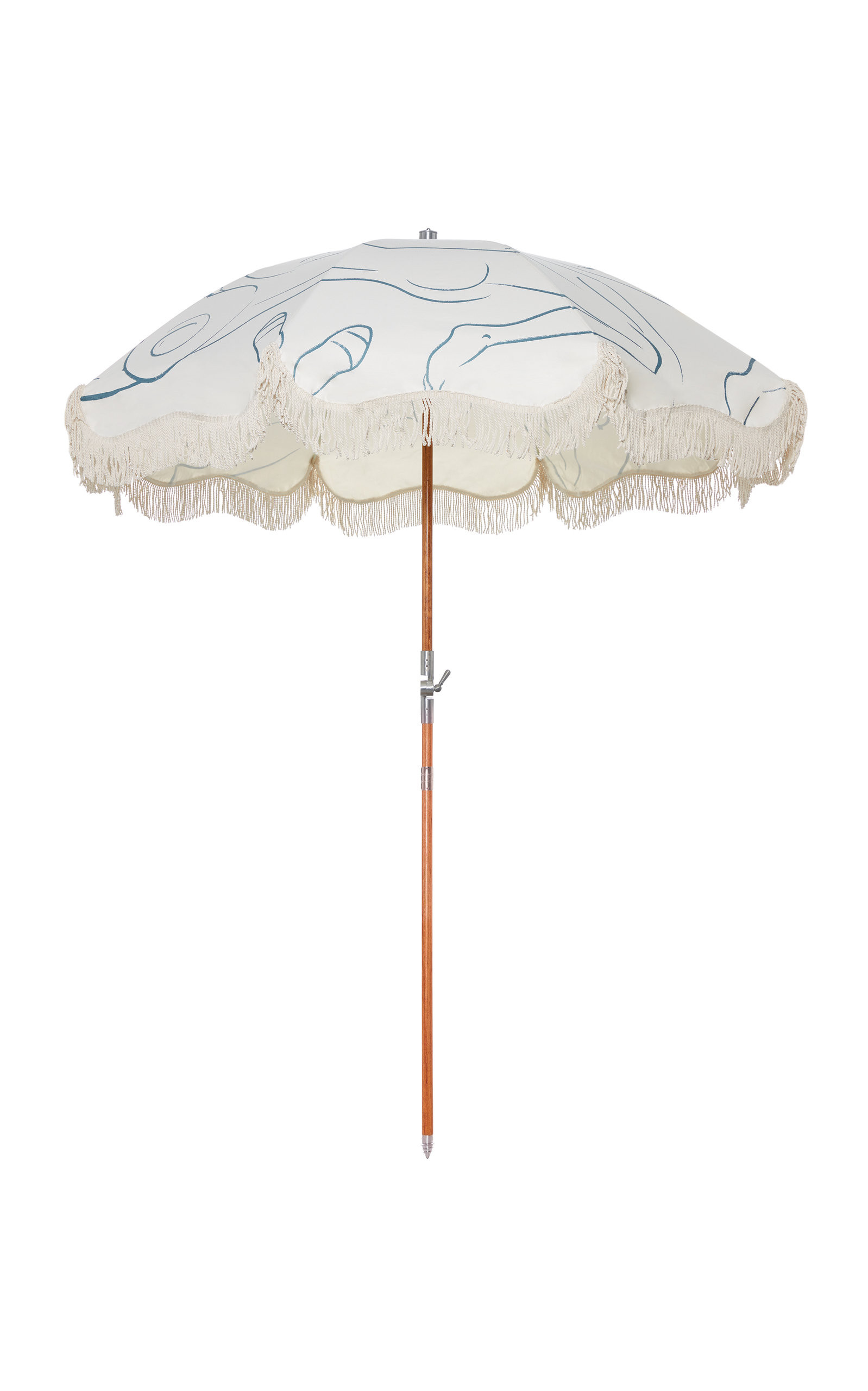 Business & Pleasure Printed Fringed Canvas Beach Umbrella | Moda Operandi Global