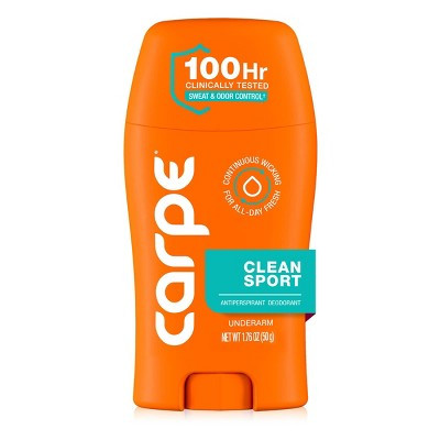 Carpe Men's 100HR Sweat & Odor Control Antiperspirant Deodorant - Clean Sport - 1.76oz: Paraben-Free Cream, Vegan, Under Arm Use | Target