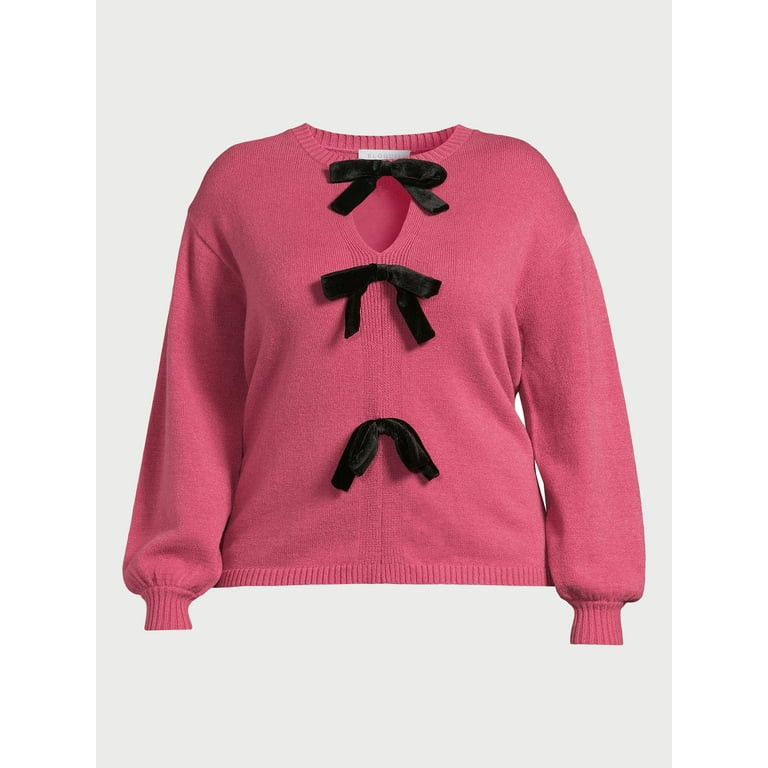 ELOQUII Elements Women's Plus Size Bow Sweater, Midweight | Walmart (US)