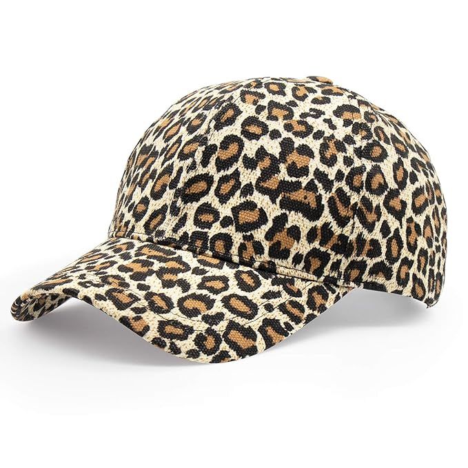 HAODIAN Women's Stylish Leopard Print Ponytail Baseball Cap Mesh Trucker Hat Ponycap | Amazon (US)