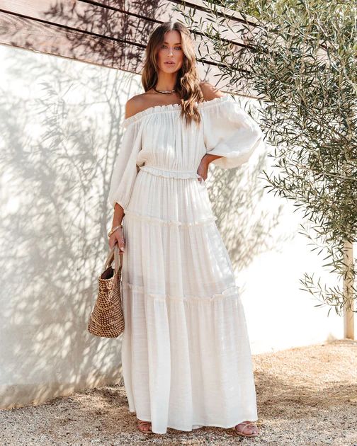 Caught In Your Embrace Off The Shoulder Maxi Dress - Cream | VICI Collection