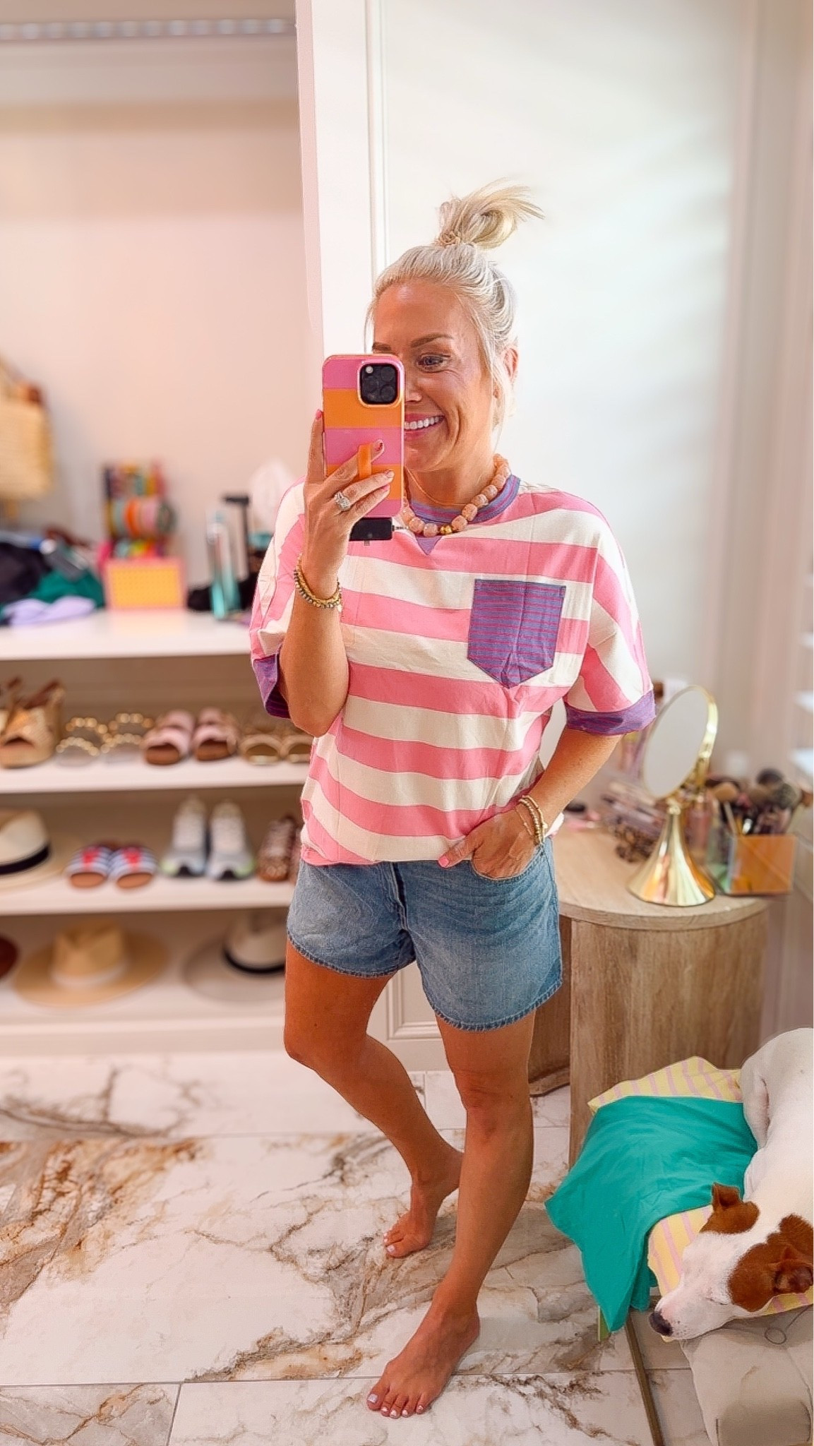 Comfy striped shirt - small 
Levi denim shorts size 29