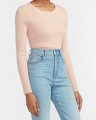 Fitted Ribbed Crew Neck Sweater | Express