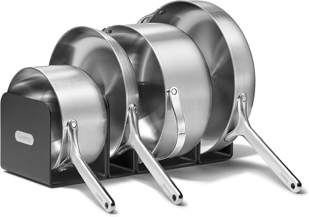 Caraway Stainless Steel Cookware Set (4 Piece) - 5-Ply Stainless Steel Pots & Pans - Includes Fry... | Amazon (US)