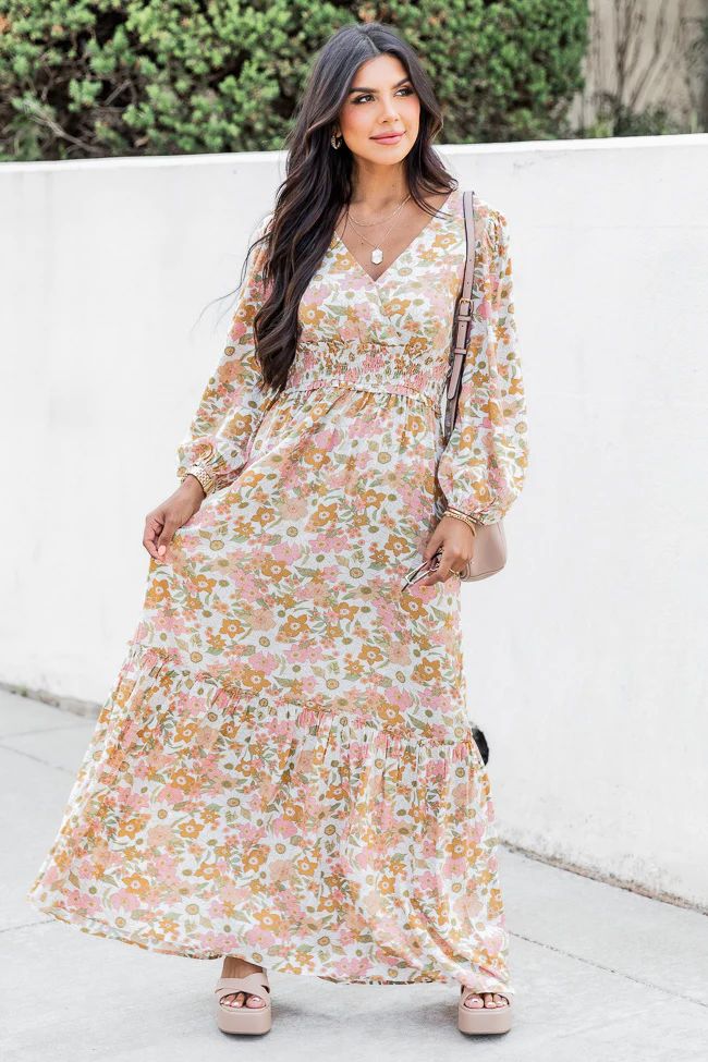 Gather Your Thoughts Multicolored Floral Smocked Waist Maxi Dress | Pink Lily