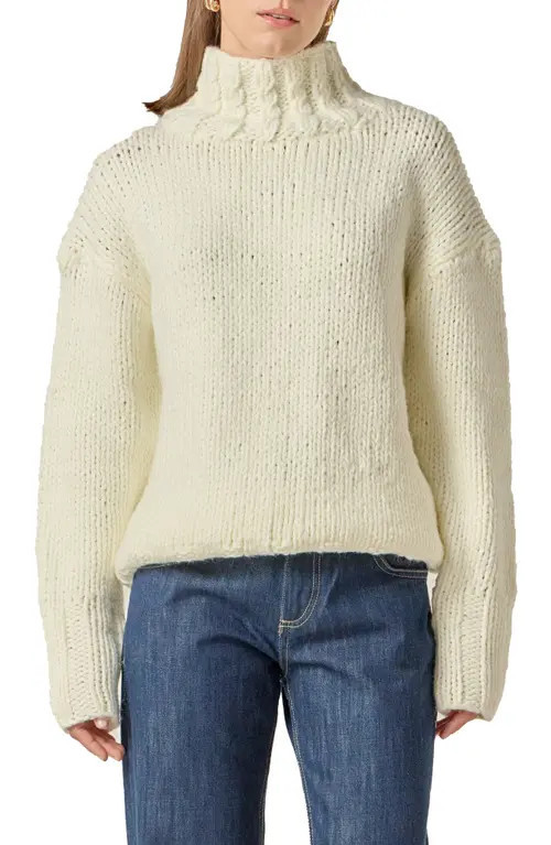 English Factory Chunky Turtleneck Sweater in Cream at Nordstrom, Size Large | Nordstrom