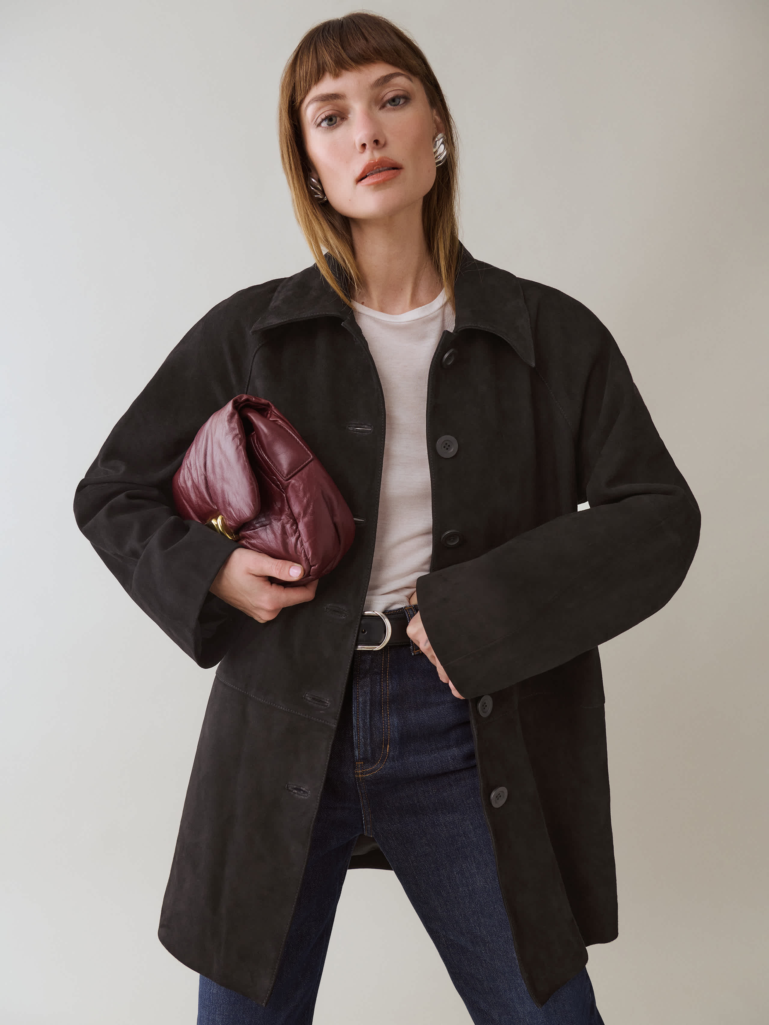 Reformation Veda Celine Jacket Black Suede Leather XS | Reformation (Global)