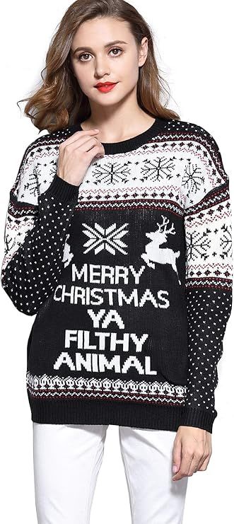 v28 Women's Christmas Reindeer Snowflakes Sweater Pullover | Amazon (US)