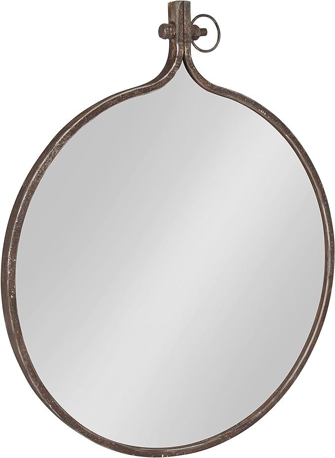 Kate and Laurel Yitro Round Industrial Rustic Metal Framed Wall Mirror, 23.5x28.5, Rustic Metal, ... | Amazon (US)