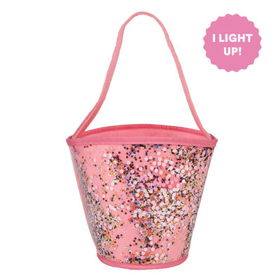 *Light Up* Confetti Trick-or-Treat Pink Halloween Candy Bucket | Packed Party