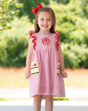 Crayon Pocket Red Seersucker Dress | Smockingbird Kids