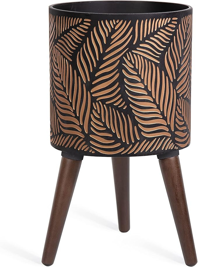 D'vine Dev 10 Inch Planter Pot with Stand, Mid-Century Tall Plant Pot with Legs for Indoor Plants... | Amazon (US)