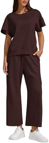 ZFLM Women's 2 Piece Lounge Set Fashion Travel Outfits Vacation Loungewear Comfy Wide Leg Tracksu... | Amazon (US)