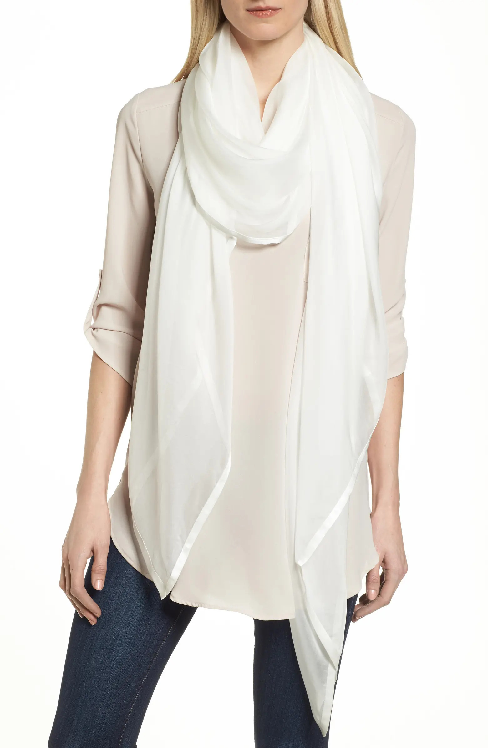 Nordstrom Satin Border Silk Chiffon Scarf | Nordstrom | Nordstrom