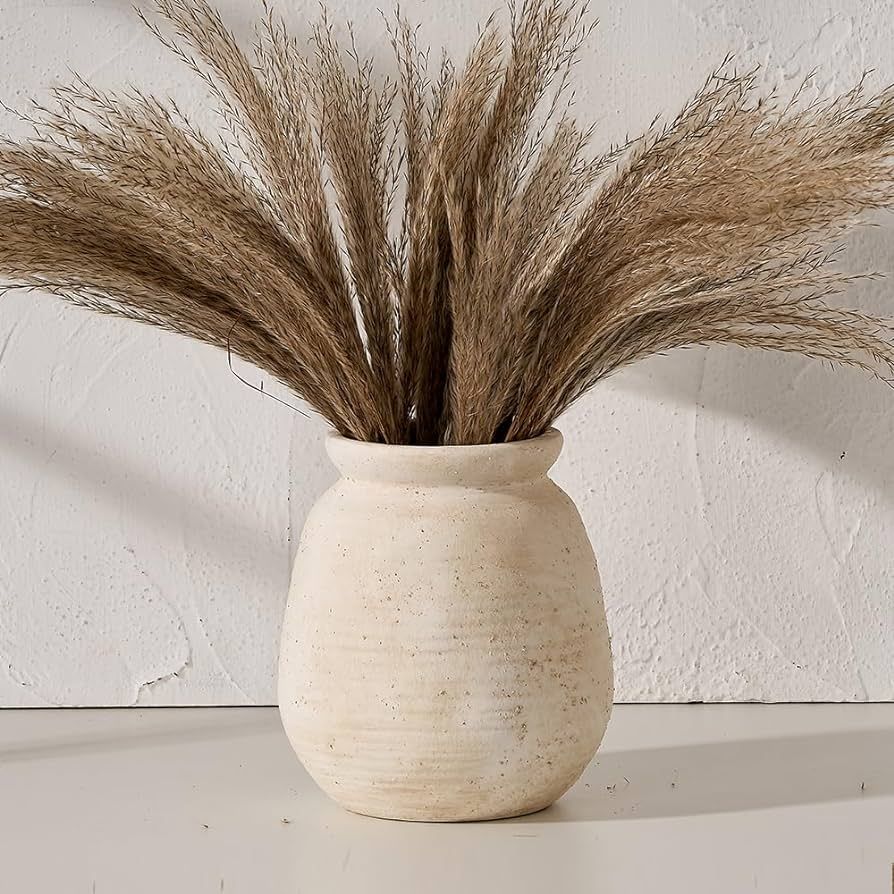 SIDUCAL Ceramic Rustic Farmhouse Vase | 7.3 Inch Pottery Decorative Flower Vase for Home Decor | ... | Amazon (US)