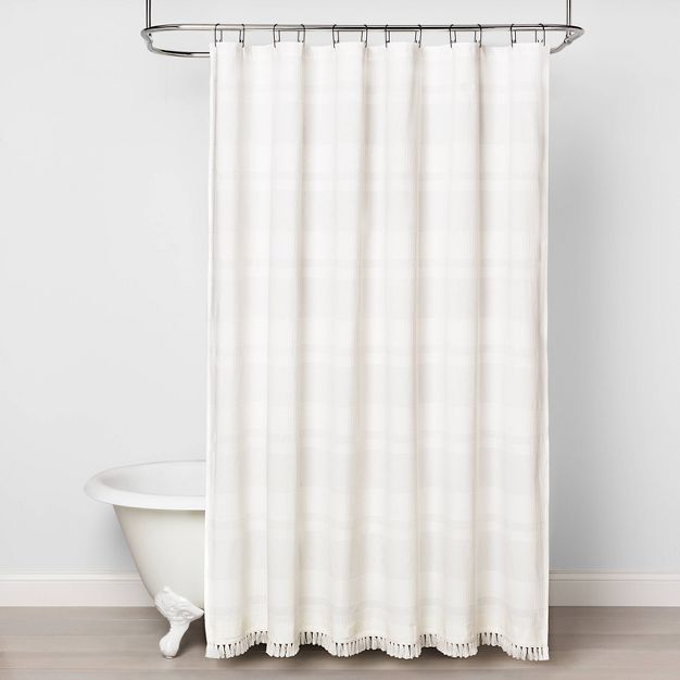 Textured Stripe Shower Curtain White - Hearth & Hand™ with Magnolia | Target