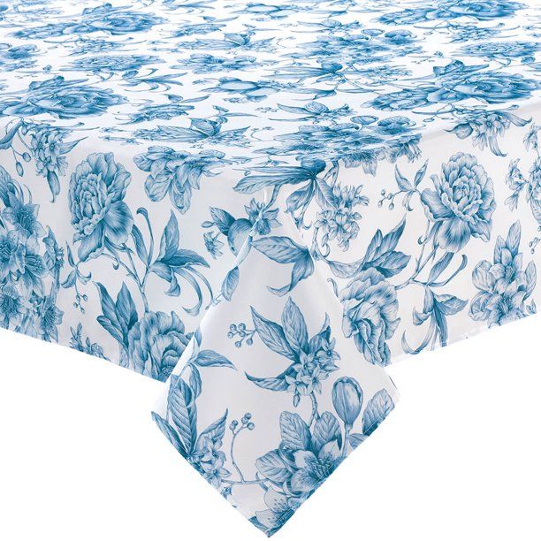 William Roberts Blue Floral Toile Table Cloth | Walmart (US)