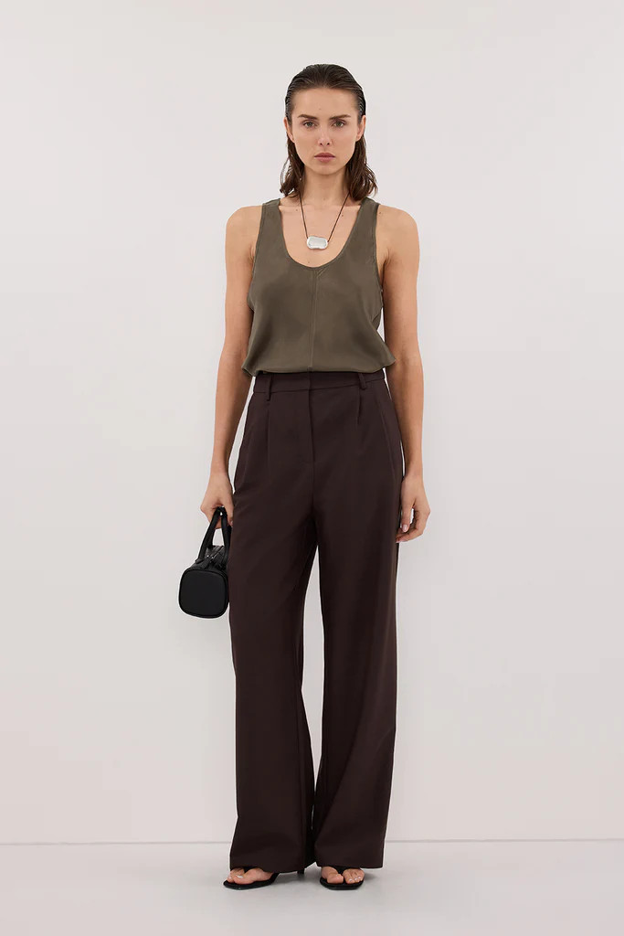 COLETTE OLIVE SILK CAMI TOP | DISSH
