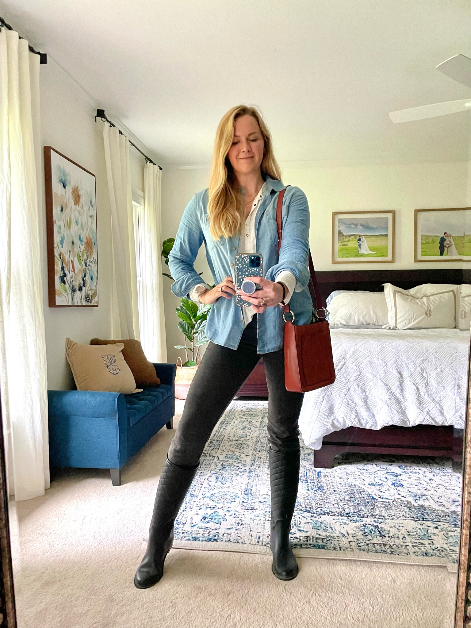 What I wore to today to a toddler farm birthday party 

Long sleeve Henley is perfect for fall layering under denim button down shirt. I sized down one in Henley

Straight leg jeans are a long time favorite in this versatile washed black color

Quilted rain boots are old but I found similar 

#LTKSeasonal #LTKstyletip #LTKfindsunder50