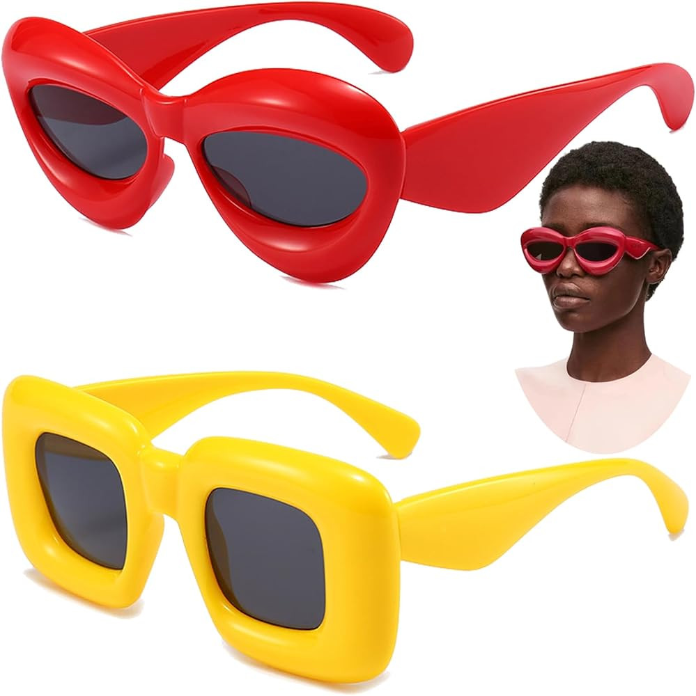 Lunettes De Soleil Femme SurdimensionnéEs 2 Pièces Ovale Vintage Lunettes De Soleil Oeil De Cha... | Amazon (FR)