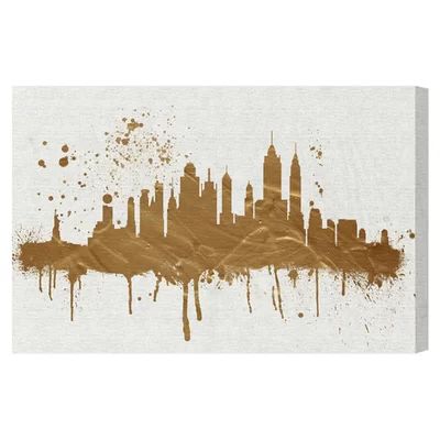 'Gold NY Skyline' Graphic Art Print on Canvas Size: 16" H x 24" W x 1.5" D | Wayfair North America