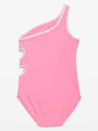 One-Shoulder Side-Cutout One-Piece Swimsuit for Girls | Old Navy (US)
