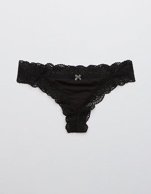 Aerie Slumber Party Lace Shine Thong Underwear | American Eagle Outfitters (US & CA)