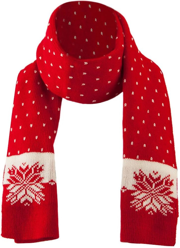 Large Snowflake Designed Scarf - Red | Amazon (US)