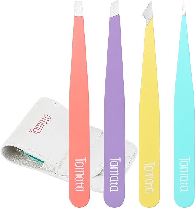 Tweezers for Eyebrows, Slant Tip and Pointed Eyebrow Tweezer Set Great Precision for Eyebrows Fac... | Amazon (US)