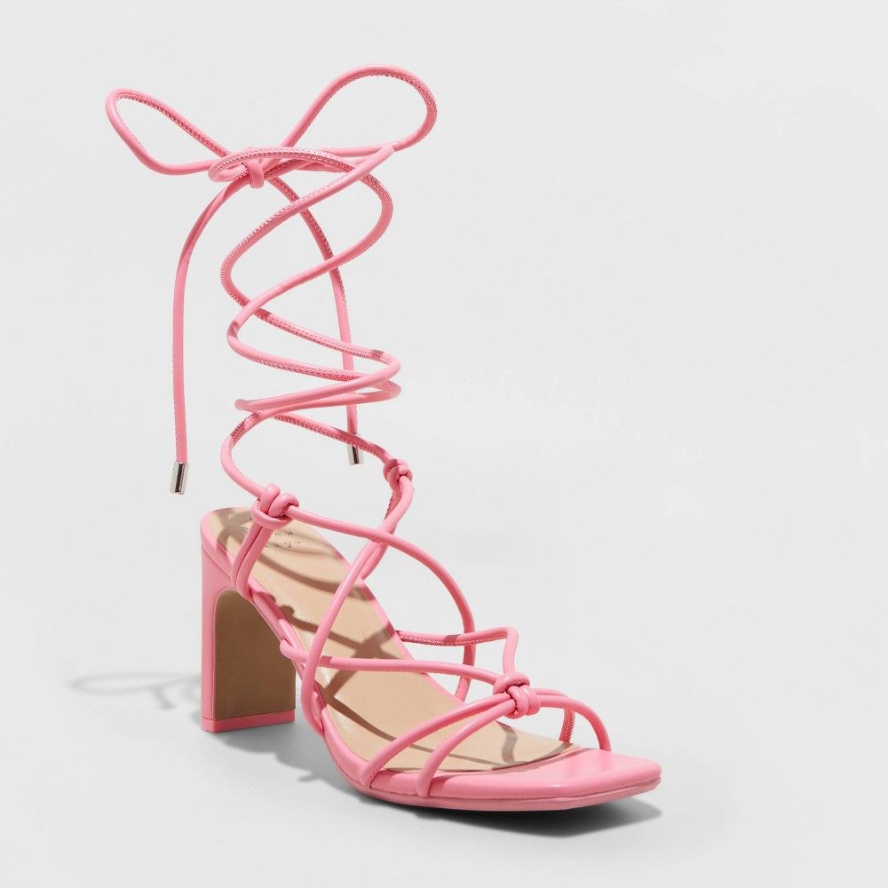Women's Bria Strappy Heels - A New Day Pink 10 | Target