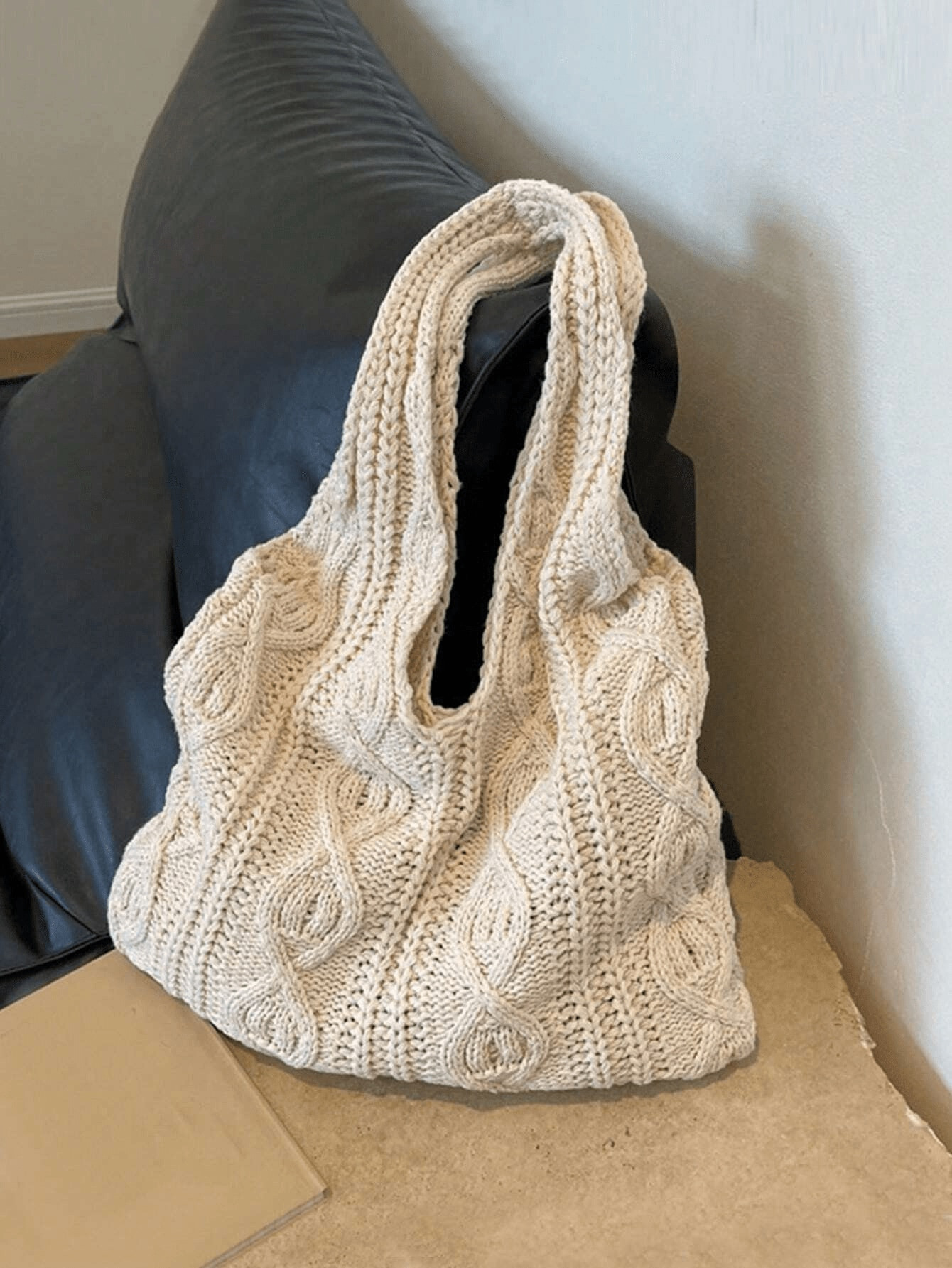 Vintage Knitted Hobo Bag, Retro Large Capacity Shoulder Bag, Women's Casual Handbag & Shopping To... | SHEIN