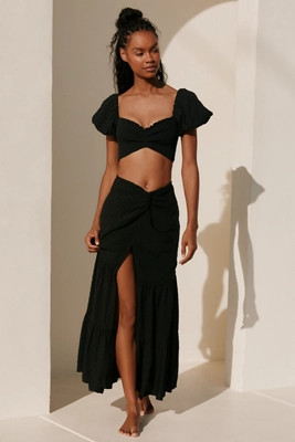 Peixoto Valentina Side-Slit Swiss Dot Maxi Skirt | Anthropologie (US)