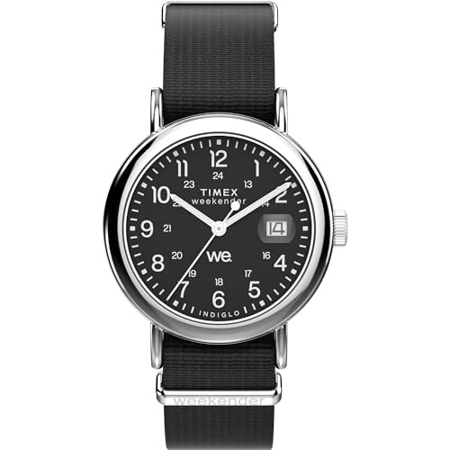 Timex Unisex Weekender 37mm Watch - Black Strap Black Dial Silver-Tone Case | Amazon (US)