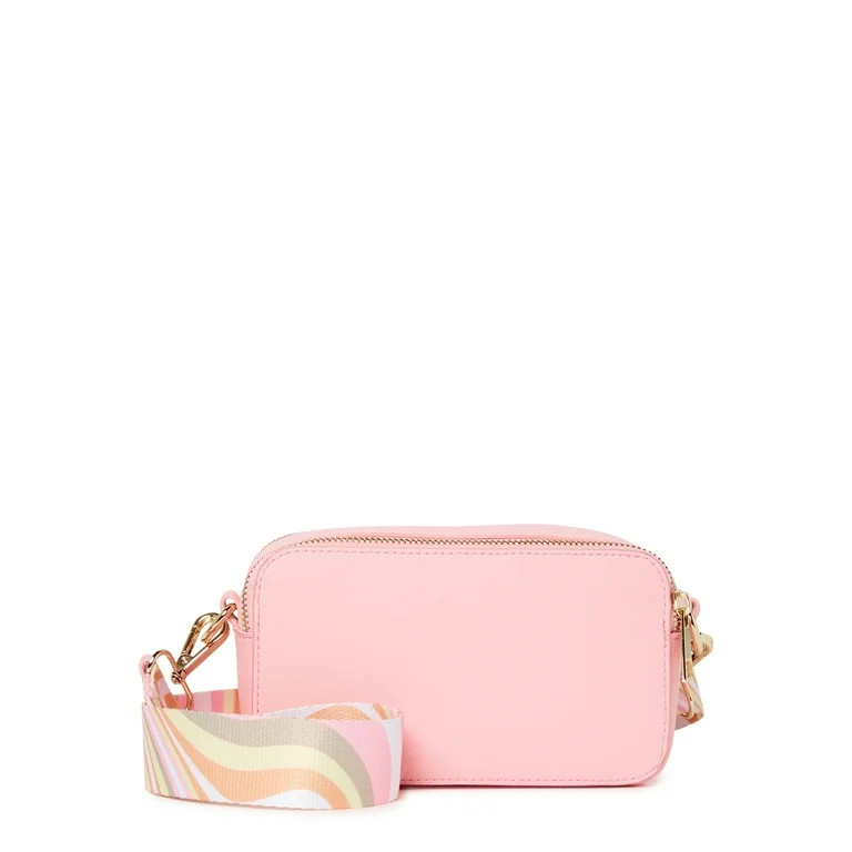 No Boundaries Women's Contemporary Camera Crossbody Handbag Pink Starlight | Walmart (US)