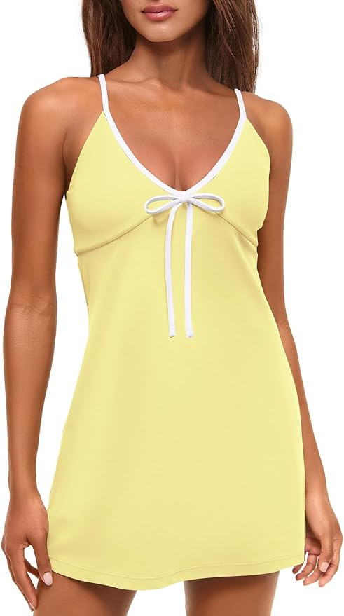 ReachMe Womens Tennis Dress with Built in Shorts Summer Athletic Dresses Workout Golf Outfits Min... | Amazon (US)