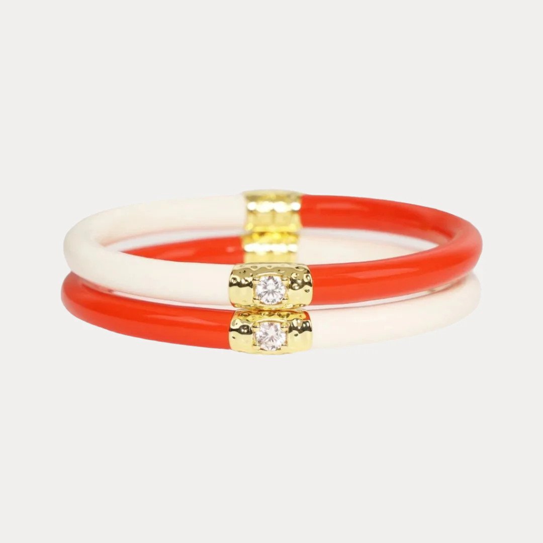 Coral/Ivory Yin & Yang All Weather Bangles® (AWB®) | BuDhaGirl