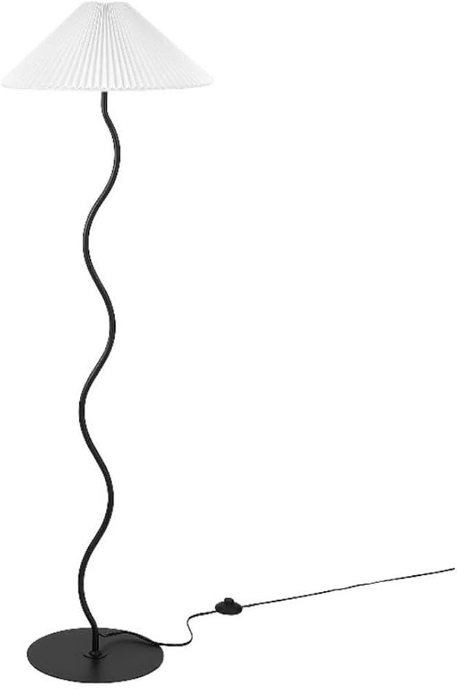 Modway Wave Squiggle Floor Lamp in Black - Modern Ambient Lighting with Pleated Shade - Sturdy St... | Amazon (US)