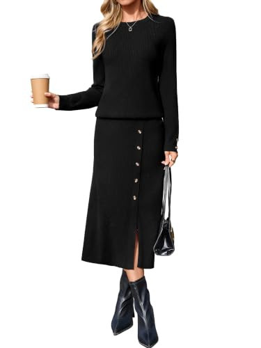Glamaker Fall Skirt Sets Women 2 Piece Outfits Black S | Amazon (US)