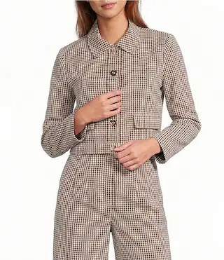 Dakotah Gingham Button Front Coordinating Jacket | Dillard's