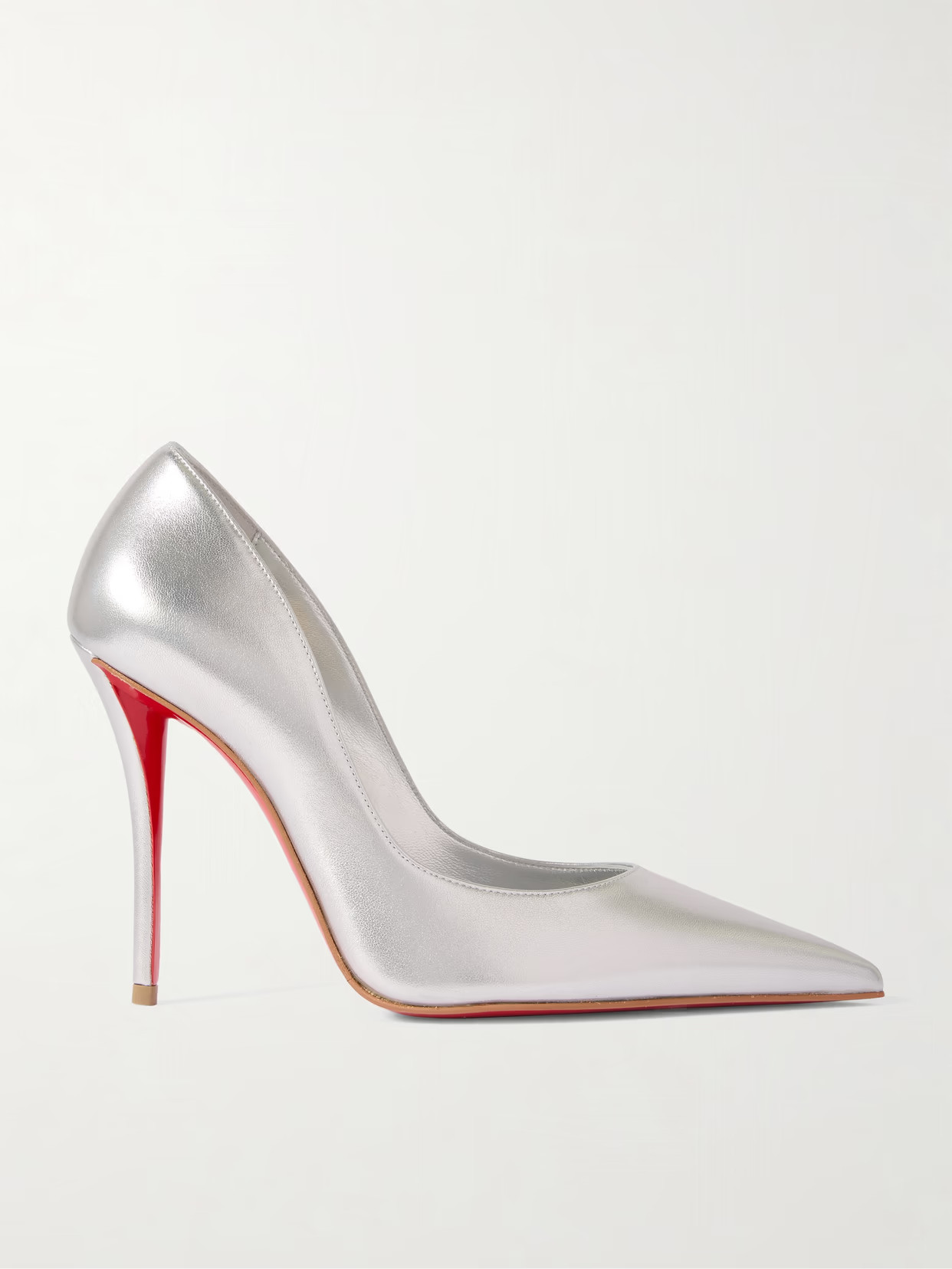 Christian Louboutin - Miss Z 100 Mirrored-leather Pumps - Silver | NET-A-PORTER (US)
