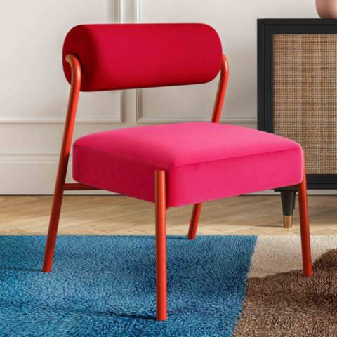 Jolene Hot Pink Velvet Accent Chair | Lamps Plus