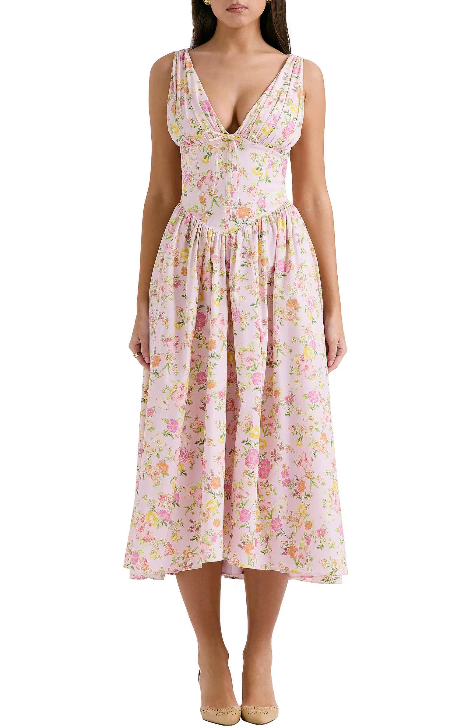 HOUSE OF CB Emmelina Sleeveless Stretch Poplin Midi Dress | Nordstrom | Nordstrom